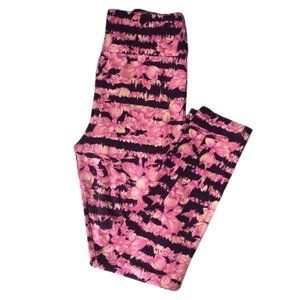 LulaRoe OS Butter Soft Purple Pink Cream Ankle Length Leggings OS - 2-10